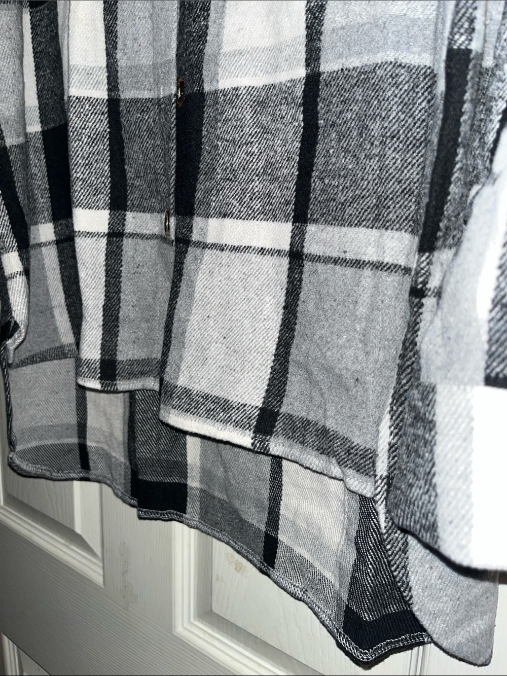 Plaid Button-Front Shacket - Black & Gray - Picture 5 of 6
